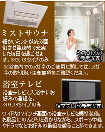 ミストサウナ
浴室テレビ