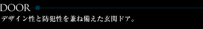 DOOR
デザイン性と防犯性を兼ね備えた玄関ドア。